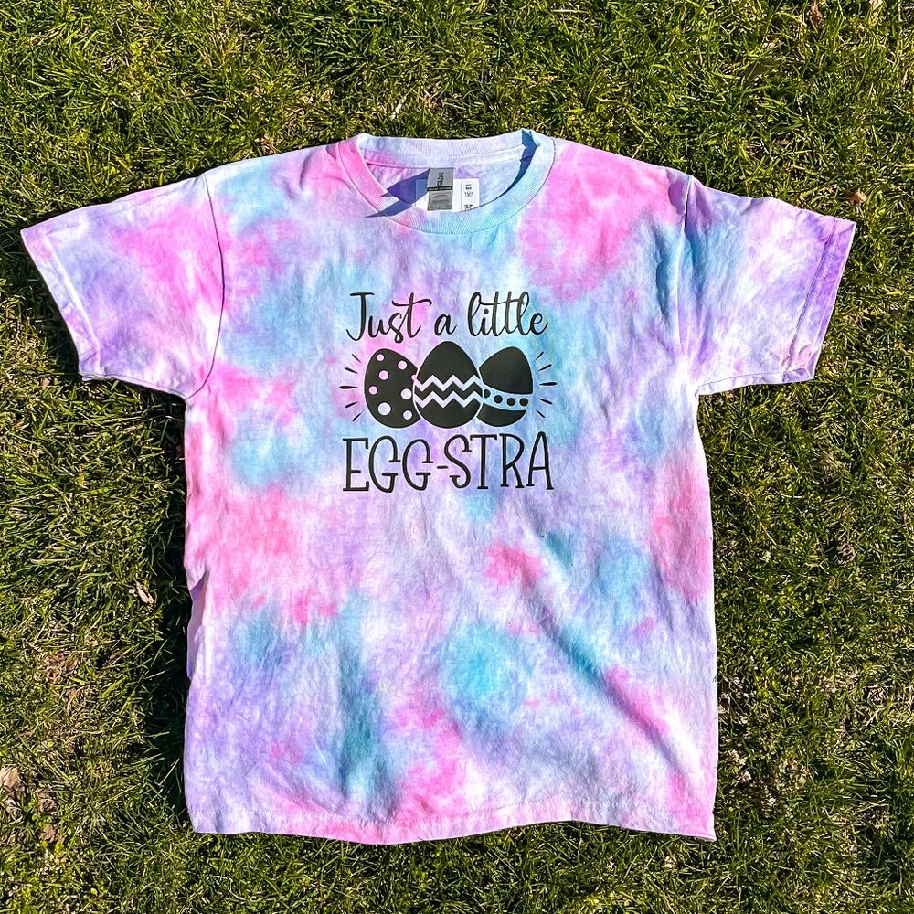 Child Small (6-8) Just a Little Egg-stra Pastel Random Tie-Dye T-Shirt